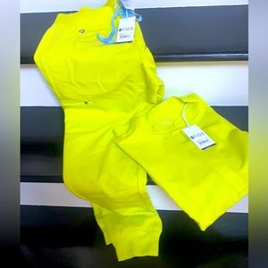 WOMENS FIGS SCRUBS YELLOW/AQUA! MEDIUM!